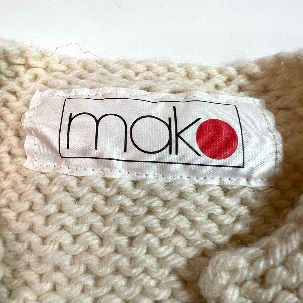 NWOT Mako Hand Knit Wool Blend Cardigan Natural - Picture 4 of 8